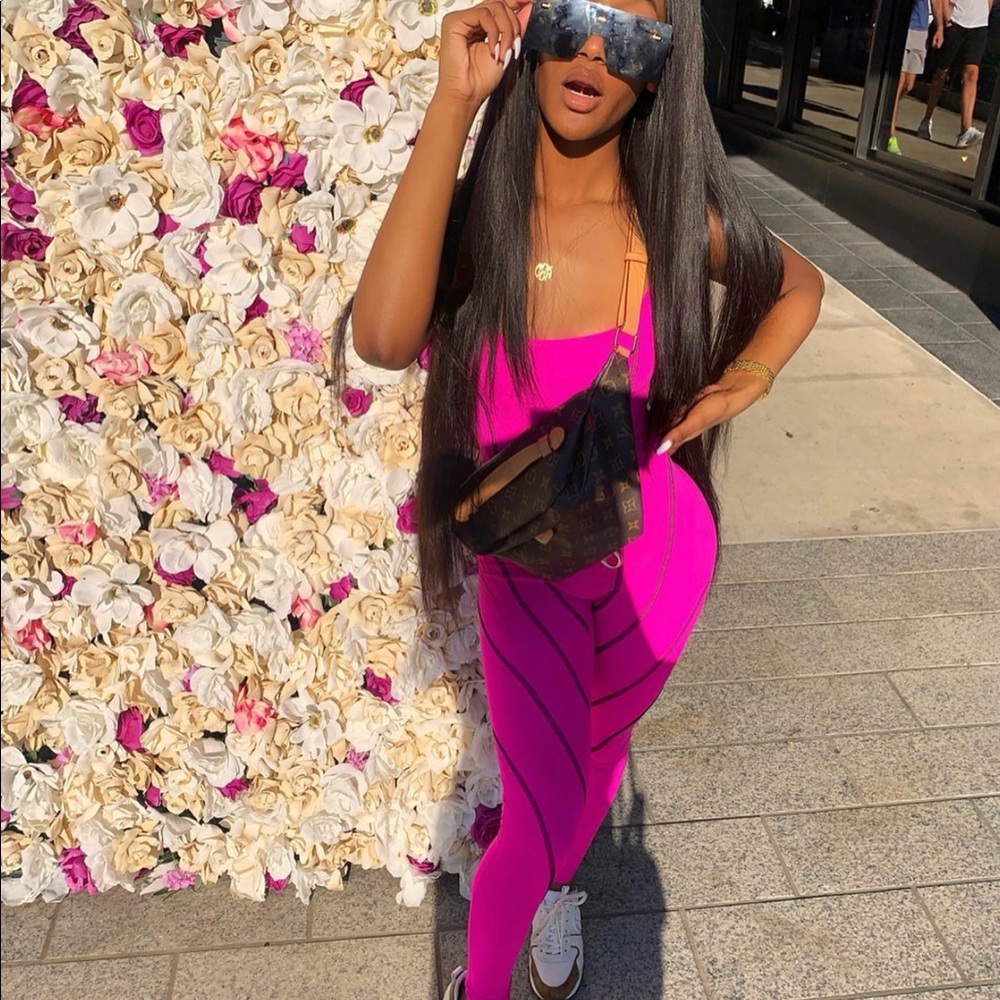 Lookin' Fine Lounge Jumpsuit - Fuchsia